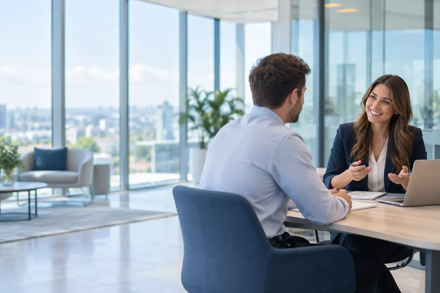 A recruitment consultant meeting a candidate